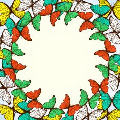 Round frame with decorative butterflies N9