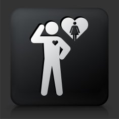 Black Square Button with in Love Stick Figure N2