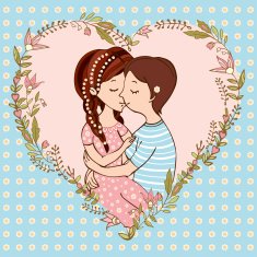 Loving boy and girl kissing