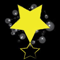 Abstract bokeh gold star on black background