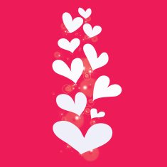 white heart on red background N2