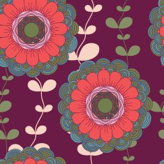 Vector seamless hand-drawn pattern with flowers and leaves N16