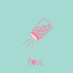 Salt shaker with hearts inside Happy Valentines day Blue