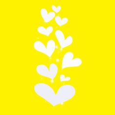 abstract white heart on yellow background