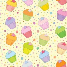 Sweet colorful muffins vector seamless background N2