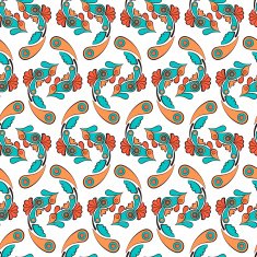 Vector seamless hand-drawn pattern with flowers and leaves N17