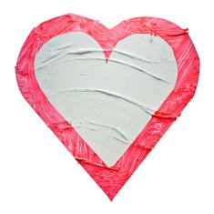 Watercolor painted red heart raster element for your design