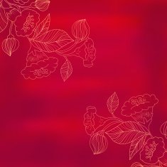 sketch of flowers on a red watercolor background in vintage