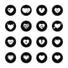 Heart Icons - Black Circle Series
