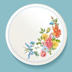 Baroque bouquet of wildflowers on white plate N6