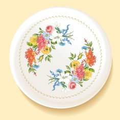 Baroque bouquet of wildflowers on white plate N7