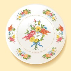 Baroque bouquet of wildflowers on white plate N9
