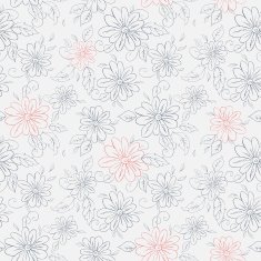 vector seamless pattern with silhouette flowers swirls and leaf N2