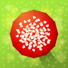 Umbrella and hearts