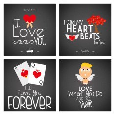 Set Of Different Love Cards Templates N2