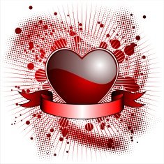 Valentine's day illustration with glossy red heart