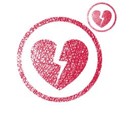 Broken heart vector simple single color icon isolated