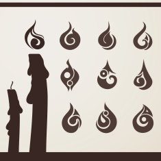 Fire flame set for design