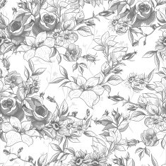 Seamless monochrome floral background with roses N3
