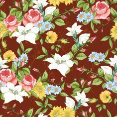 Seamless Pattern with Vintage Wildflowers N3