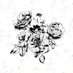 Black and White floral greeting card N2