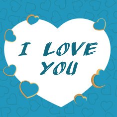 Blue card with hearts Valentine's Day N2