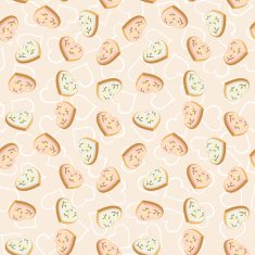 Seamless background with cookies in the shape of hearts