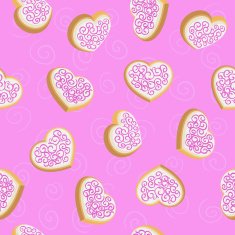 Seamless background with cookies in the shape of hearts N3