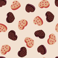Seamless background with cookies in the shape of hearts N5