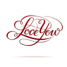 Love You vector card with cool lettering N10