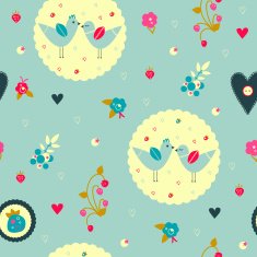Vintage seamless pattern in vector with birds N2
