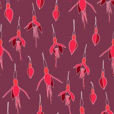 Deep Red Pattern with small flowers Seamless vector illustration