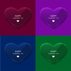 Vector glass heart set on sample background