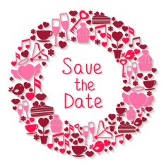 Save the Date romantic circular symbol