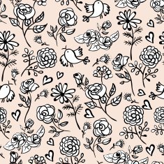 Monochrome Seamless background with roses