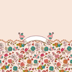 Seamless background with roses and birds N2