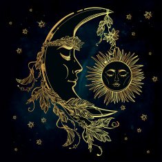 Crescent Moon and Sleeping Sun Vector N4