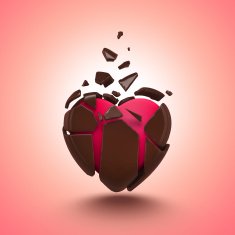 abstract chocolate candy heart isolated object