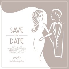 Wedding invitation card with groom and bride N2