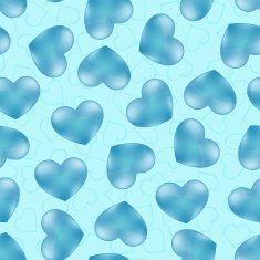 Seamless background with blue glass hearts N2