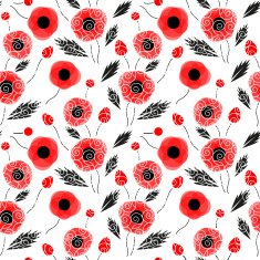 Abstract seamless pattern with a poppies