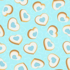 Seamless background with cookies in the shape of hearts N8