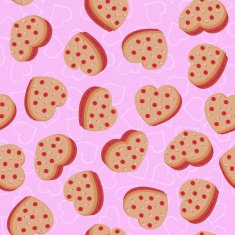 Seamless background with cookies in the shape of hearts N11