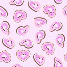 Seamless background with cookies in the shape of hearts N13