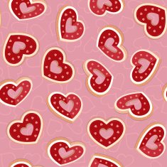 Seamless background with cookies in the shape of hearts N15