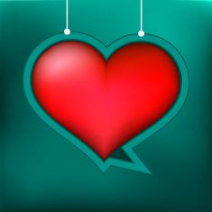 Red heart on blue background EPS8
