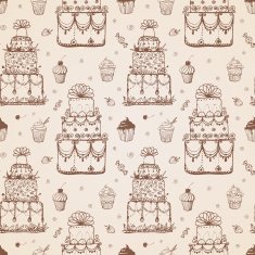 Seamless pattern with cakes and cupcakes N2