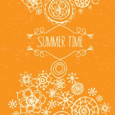Cute cartoon flowers card in vector