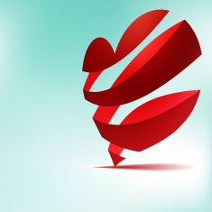 Red heart from ribbon Valentine's day EPS8 N2