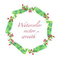 Vector watercolor floral wreath N4